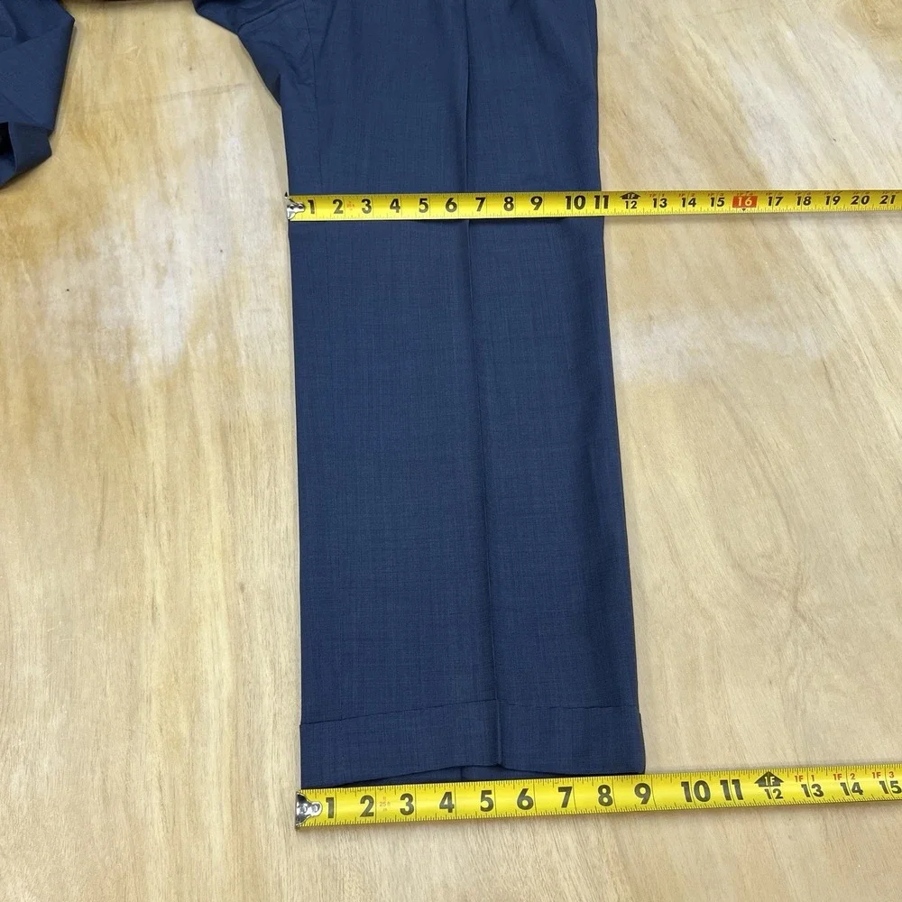 Vintage Brooks Brothers Suit‎ Mens 43R Wool Cuffed Pleated Pants 34x29 Navy